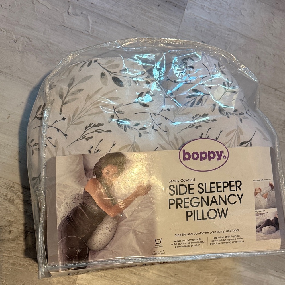 Boppy Side Sleeper Pregnancy Pillow - Gray Leaf Pattern